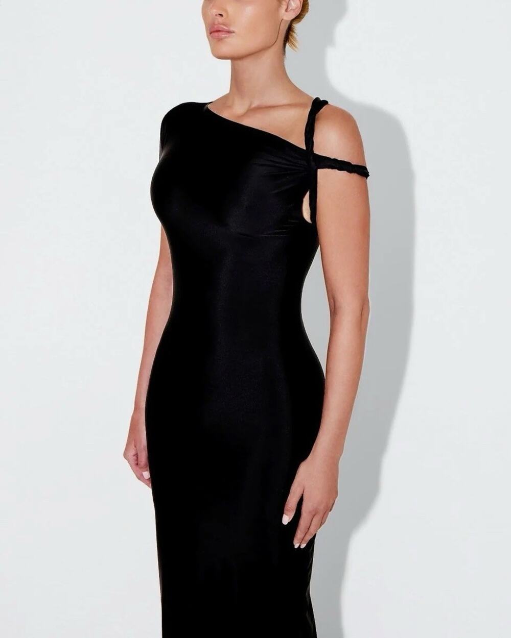 Khy Stretch Sueded Twist Maxi Dress Black 4X